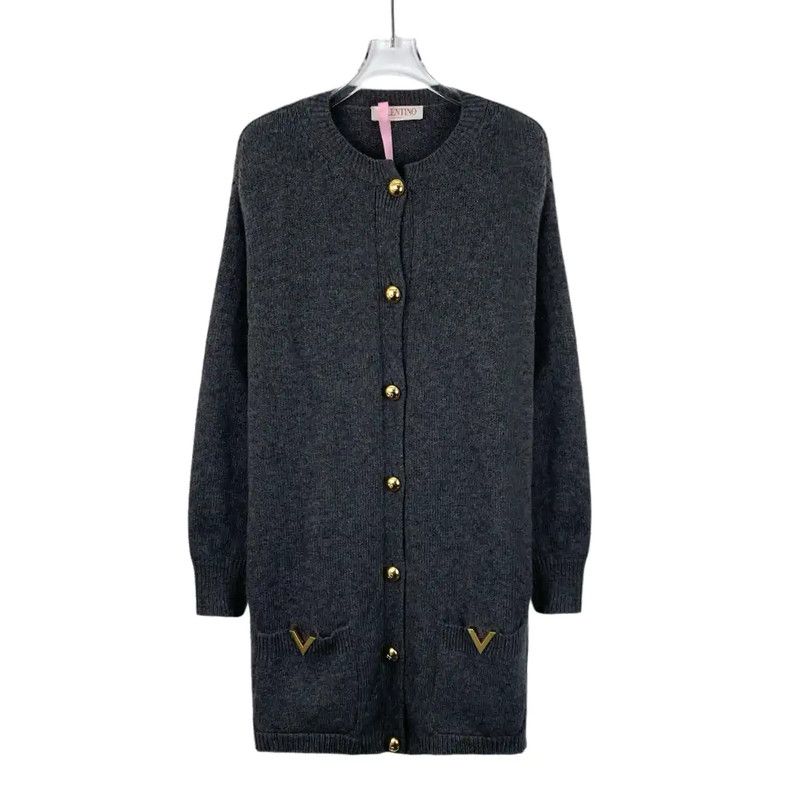Valentino Women's Black Grey Cardigan Sweater 0089