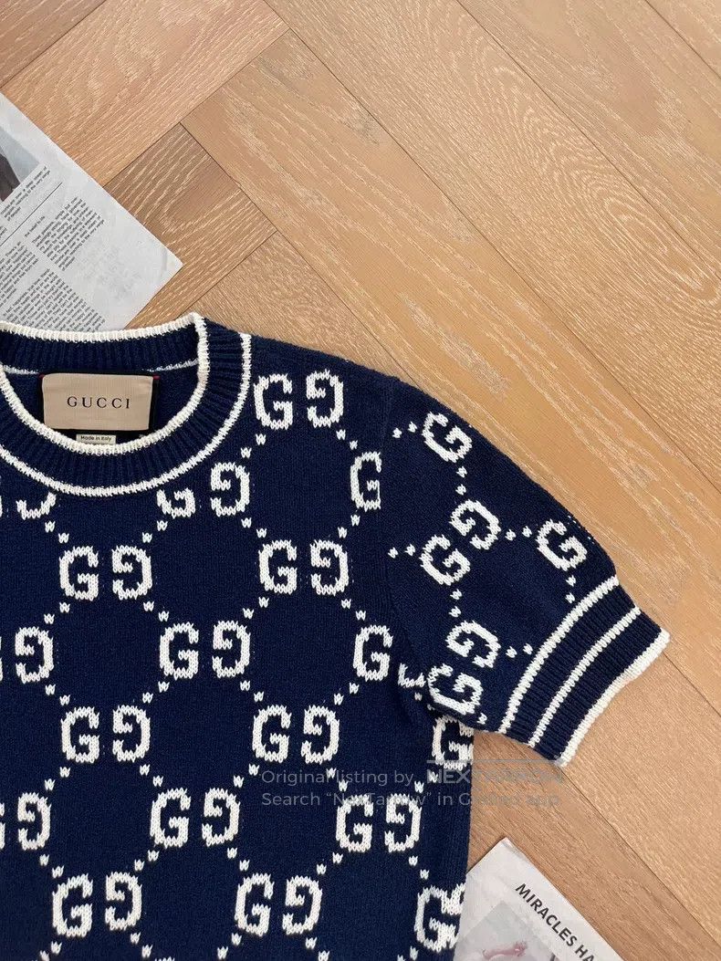 Gucci Gucci Logo jacquard full print knitted short sleeves Size S / US 4 / IT 40 - 5 Thumbnail
