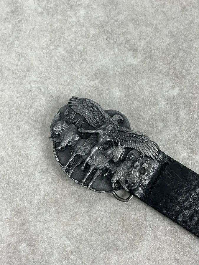 Diesel Diesel Black Leather Farm Avant-Garde Buckle Belt Size ONE SIZE - 4 Thumbnail