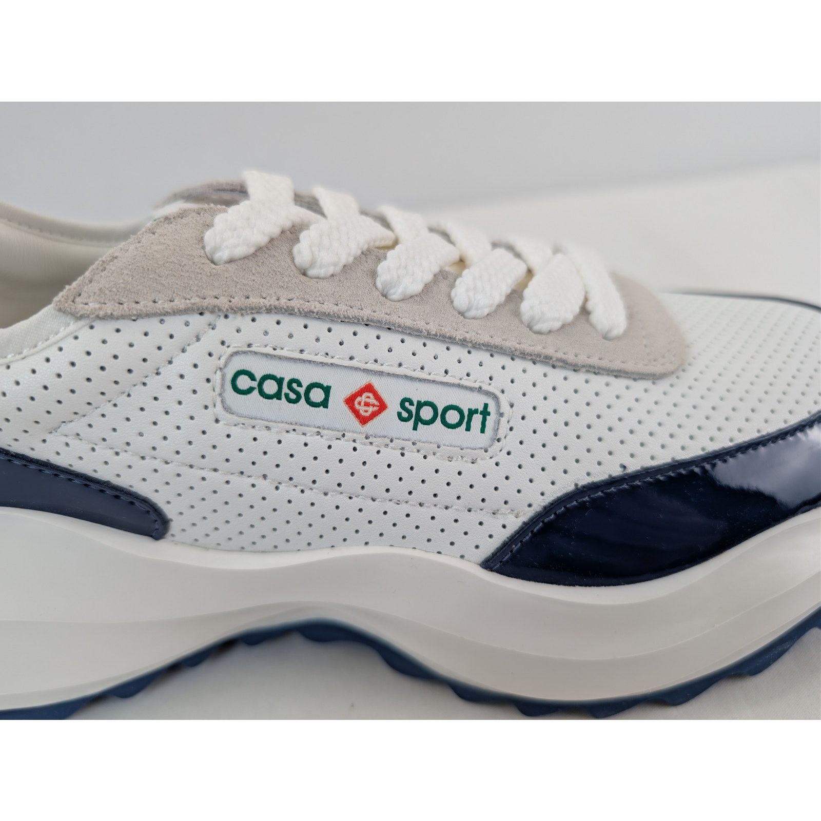 Casablanca o1rshd1 Leather Mens Atlantis Sneaker in White / Navy Size US 9.5 / EU 42-43 - 5 Thumbnail