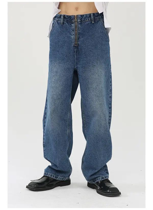 Japanese Brand Masaki x Kanon Blue straight zipper casual jeans Size US 32 / EU 48 - 3 Thumbnail