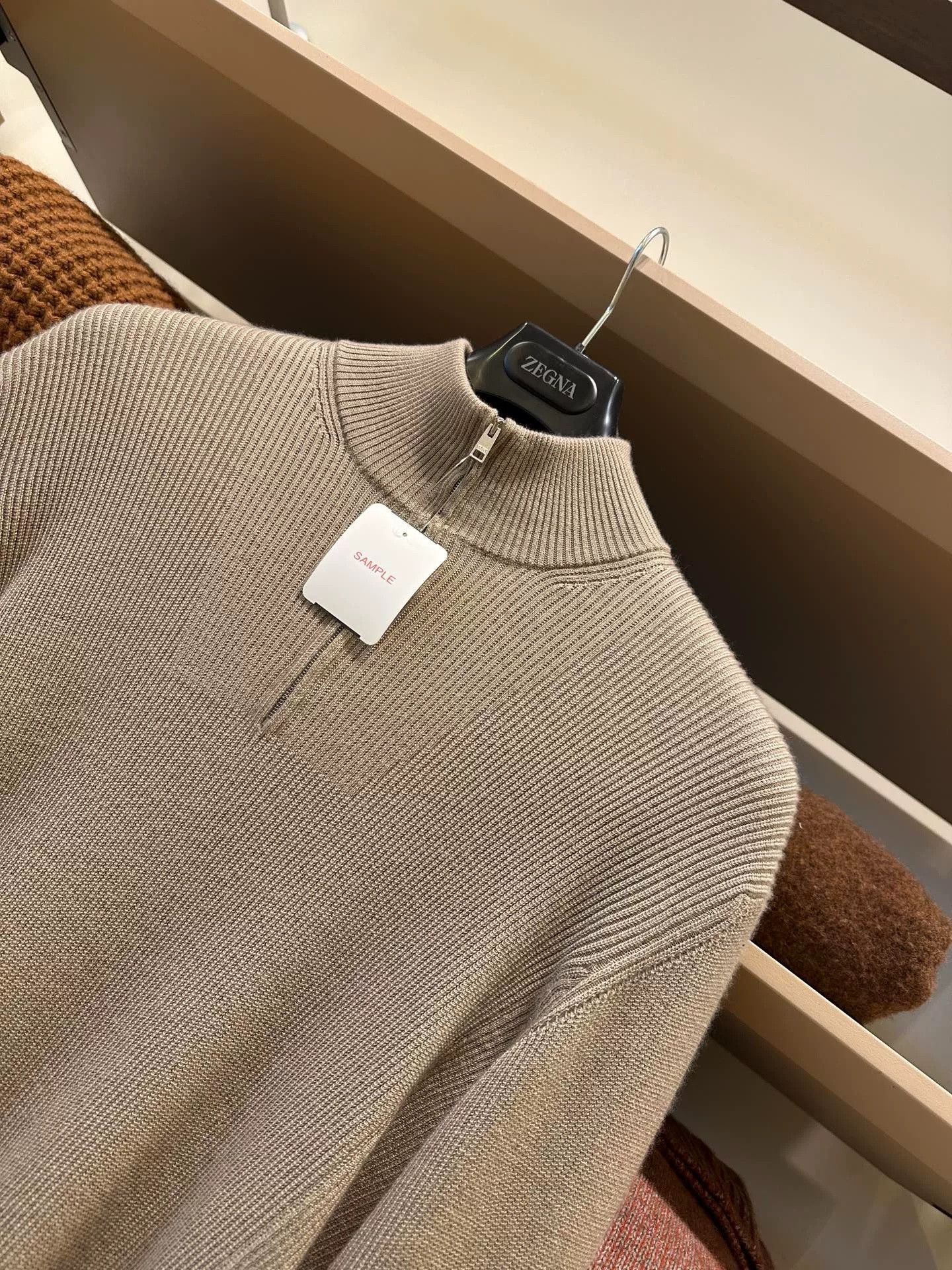 Ermenegildo Zegna Zegna Beige Half-Zip Knit Sweater Size US M / EU 48-50 / 2 - 2 Thumbnail