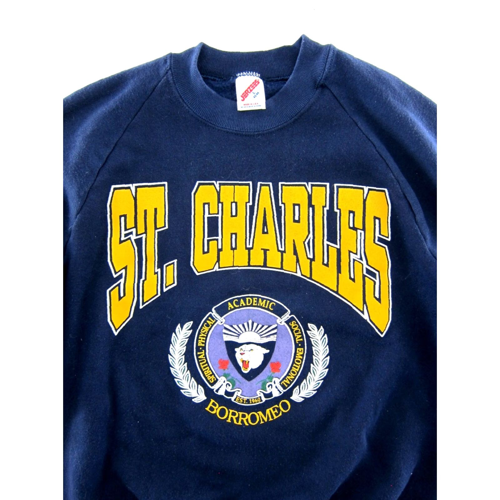 Jerzees VTG Navy Blue Sweatshirt Men Large St. Charles Catholic School Tacoma Washington Navy Blue Sweatshirt Men Large Size US L / EU 52-54 / 3 - 4 Thumbnail