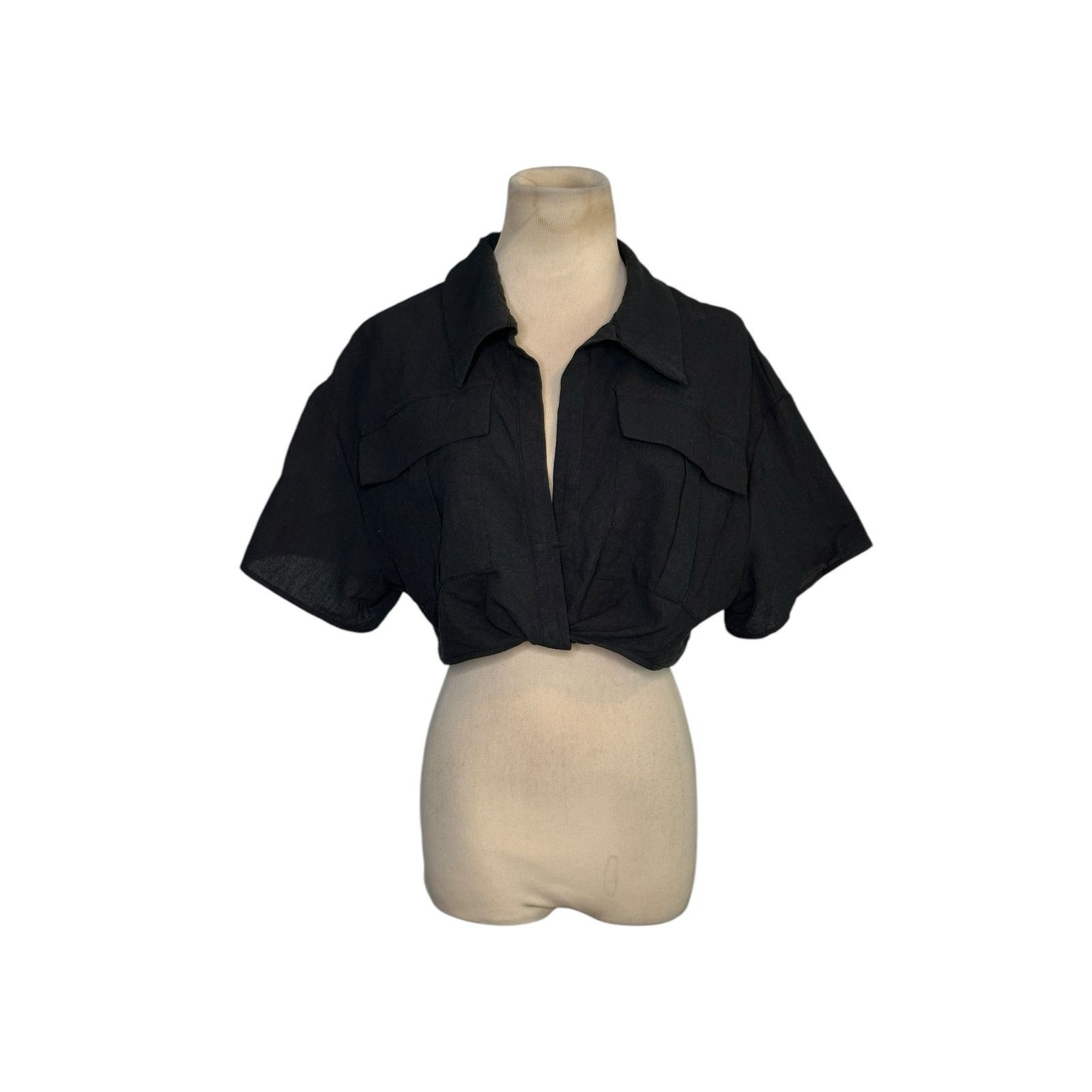 Shein Shein black short sleeves crop blouse size Large Size XS / US 0-2 / IT 36-38 - 9 Thumbnail