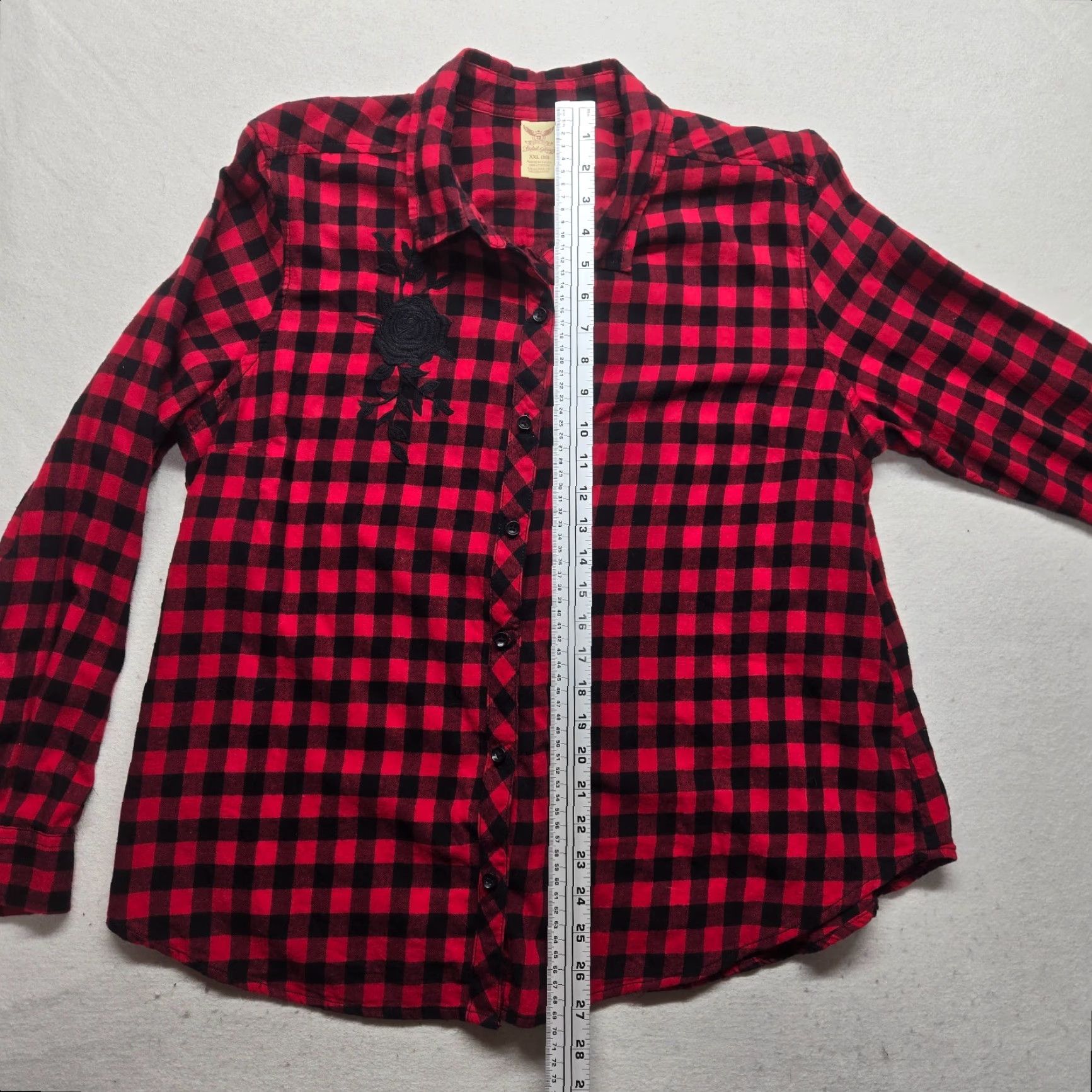 Faded Glory Faded Glory Shirt Button-Up Plaid Red Buffalo Collared Embroidered Chest Pocket 2XL Size XXL / US 16-18 / IT 52-54 - 7 Thumbnail
