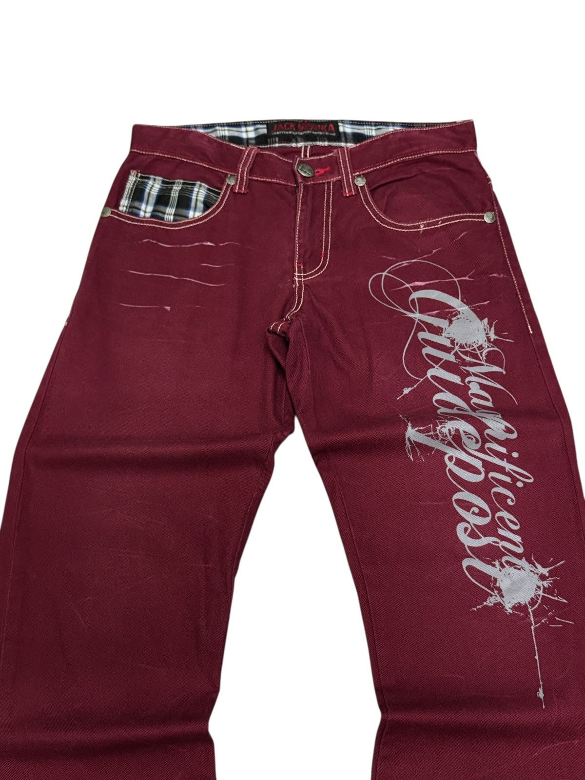 Hysteric Glamour Vintage Jack Serika Burgundy Jeans Streetwear Japan Style Size US 29 - 3 Thumbnail