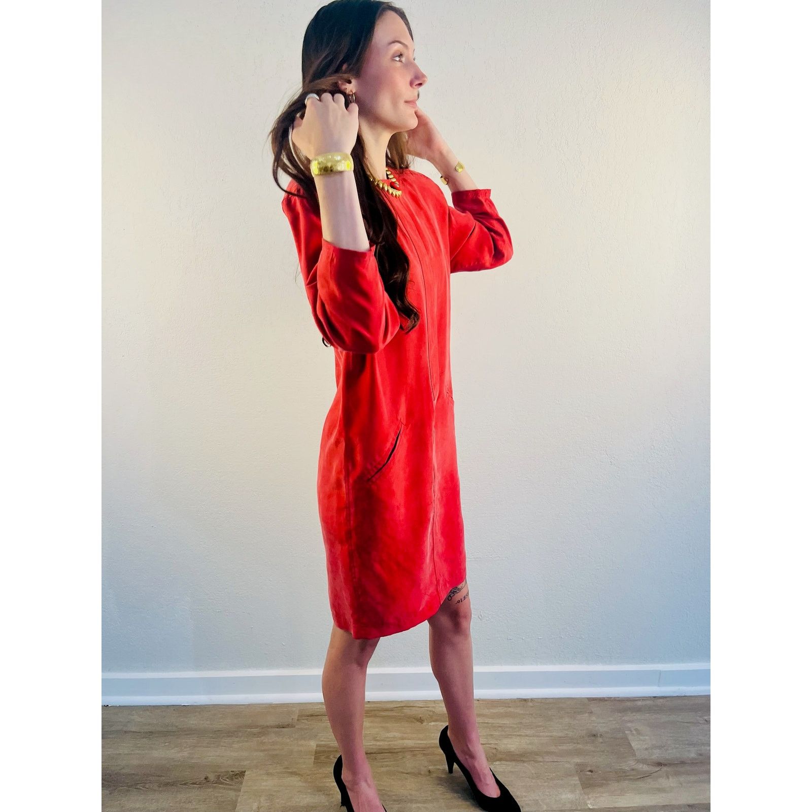 Other Vintage 100% Silk Dress Size M / US 6-8 / IT 42-44 - 6 Thumbnail