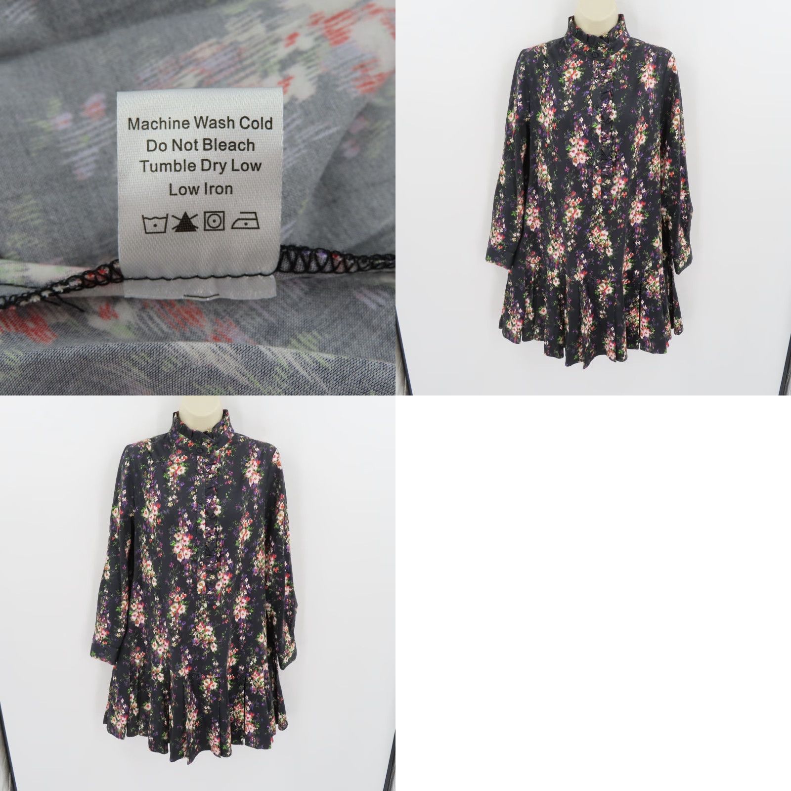 Vintage Tuckernuck Women S Tate Onyx Falling Flowers Bouquet Pleated Floral Shirt Dress Long Sleeve Size S / US 4 / IT 40 - 8 Thumbnail