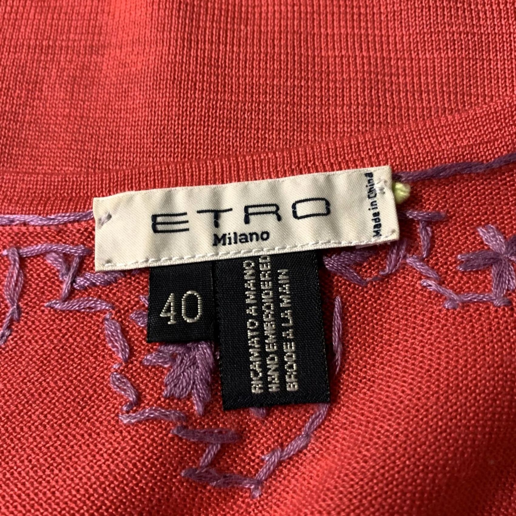 Etro ETRO Silk Tank Top Size 4 Lavender Coral Embroidered Casual Size S / US 4 / IT 40 - 5 Thumbnail