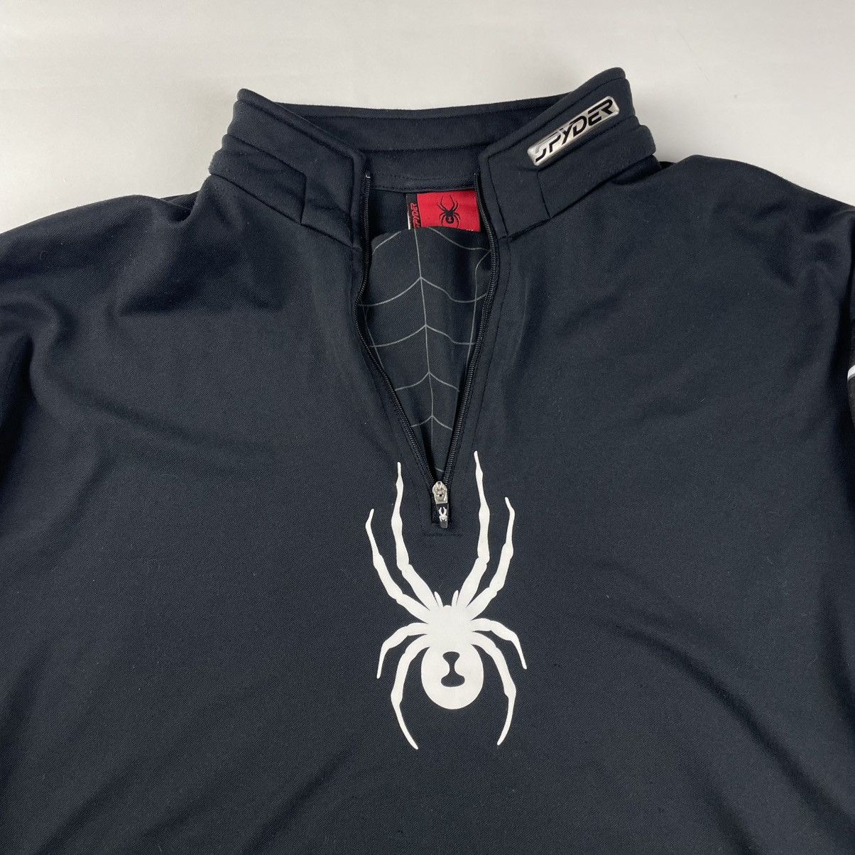 Spyder × Supreme VTG 90s Spyder Sweatshirt Black Spider Web 1/4 Zip Pullover Size US L / EU 52-54 / 3 - 6 Thumbnail