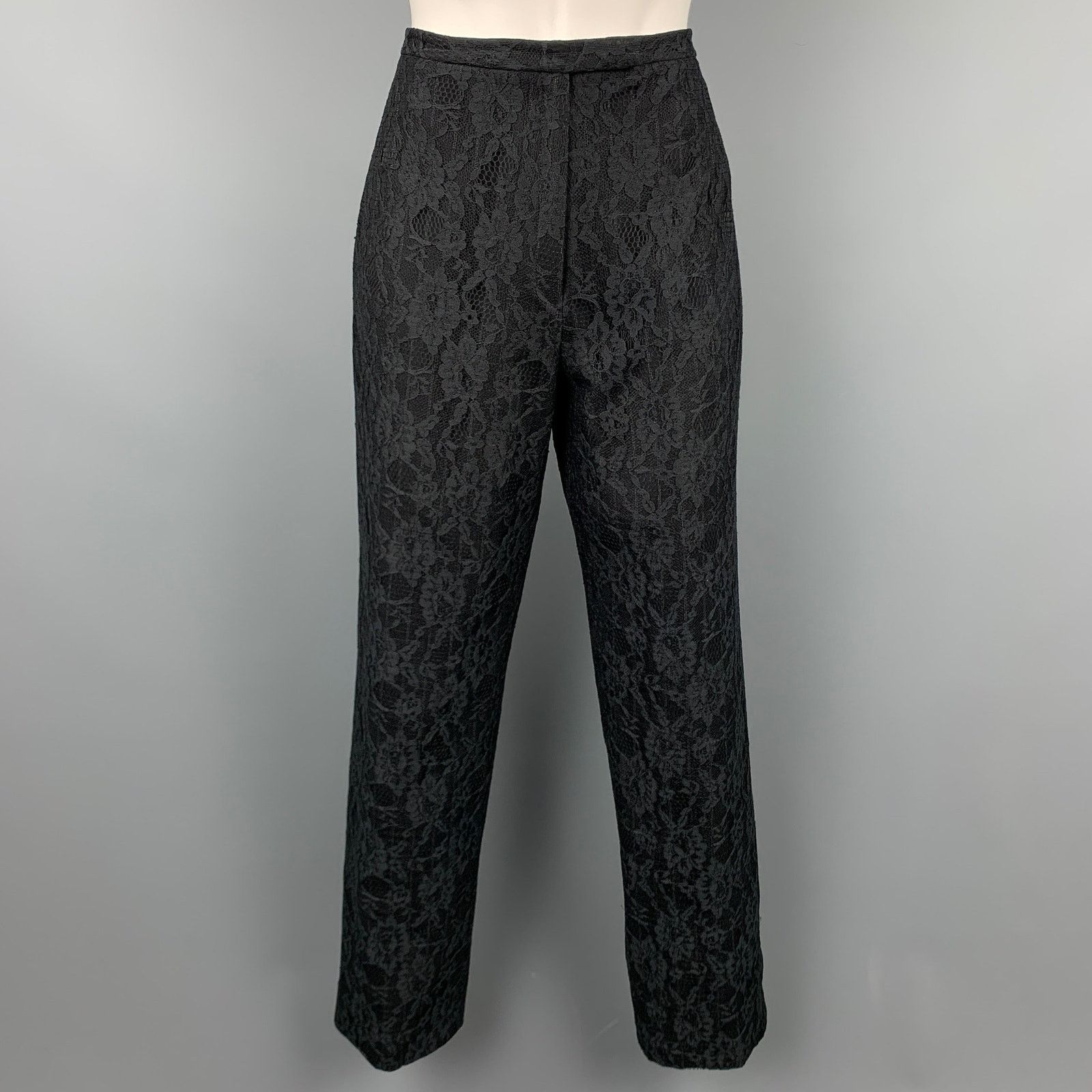 Other Size 10 Black Wool Blend Lace Evening Dress Pants Size 32" / US 10 / IT 46 - 1 Thumbnail