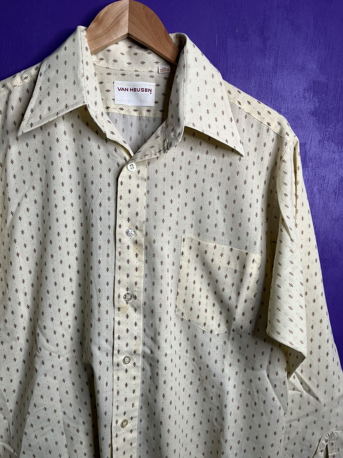 Van Heusen × Vintage Vintage 80s Van Huesen stars pattern button up Size US XL / EU 56 / 4 - 3 Thumbnail