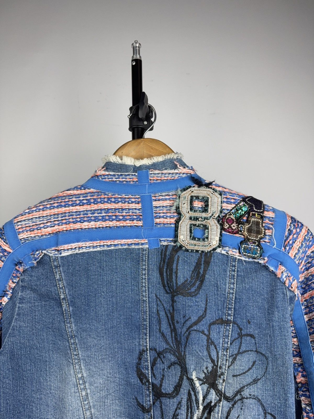Desigual 00s Retro Desigual Patchwork Denim Cropped Jacket Y2K Size S / US 4 / IT 40 - 11 Thumbnail