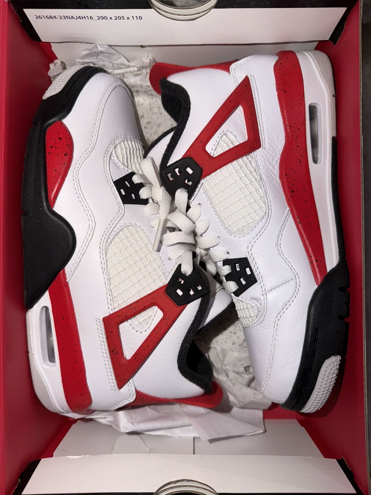 Jordan Brand Air Jordan 4 Retro GS Size 4.5Y White/ Fire Red-Black Size US 6 / IT 36 - 1 Thumbnail