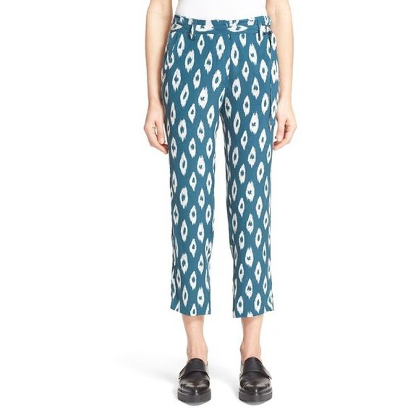 Equipment Equipment Silk Button Front Cropped Tie Waist Pants Size 12 Size 34" / US 12 / IT 48 - 1 Thumbnail