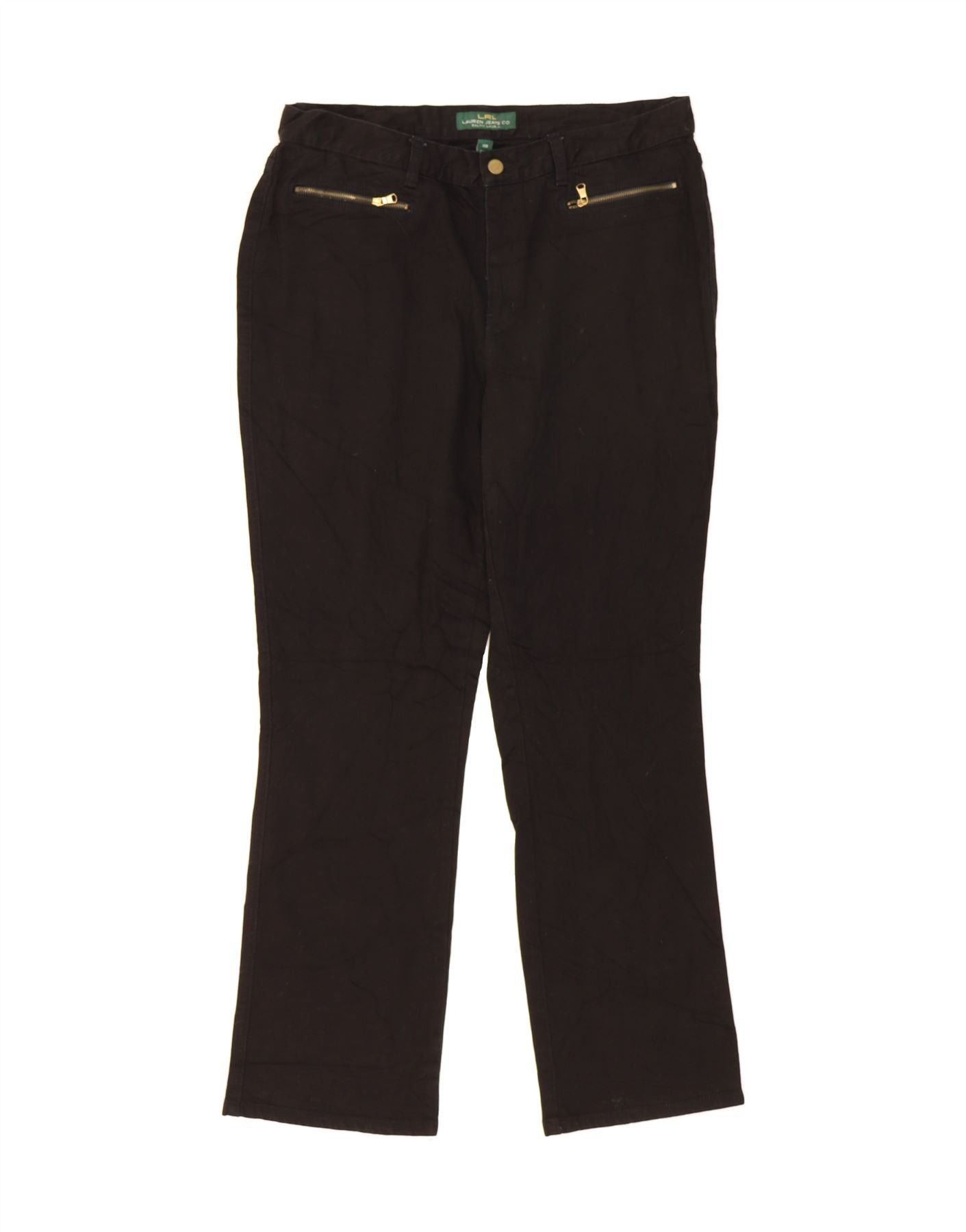 Ralph Lauren Womens Straight Casual Trousers US 14 XL W34 L31 Black Cotto Size 36" / US 14 / IT 50 - 1 Thumbnail