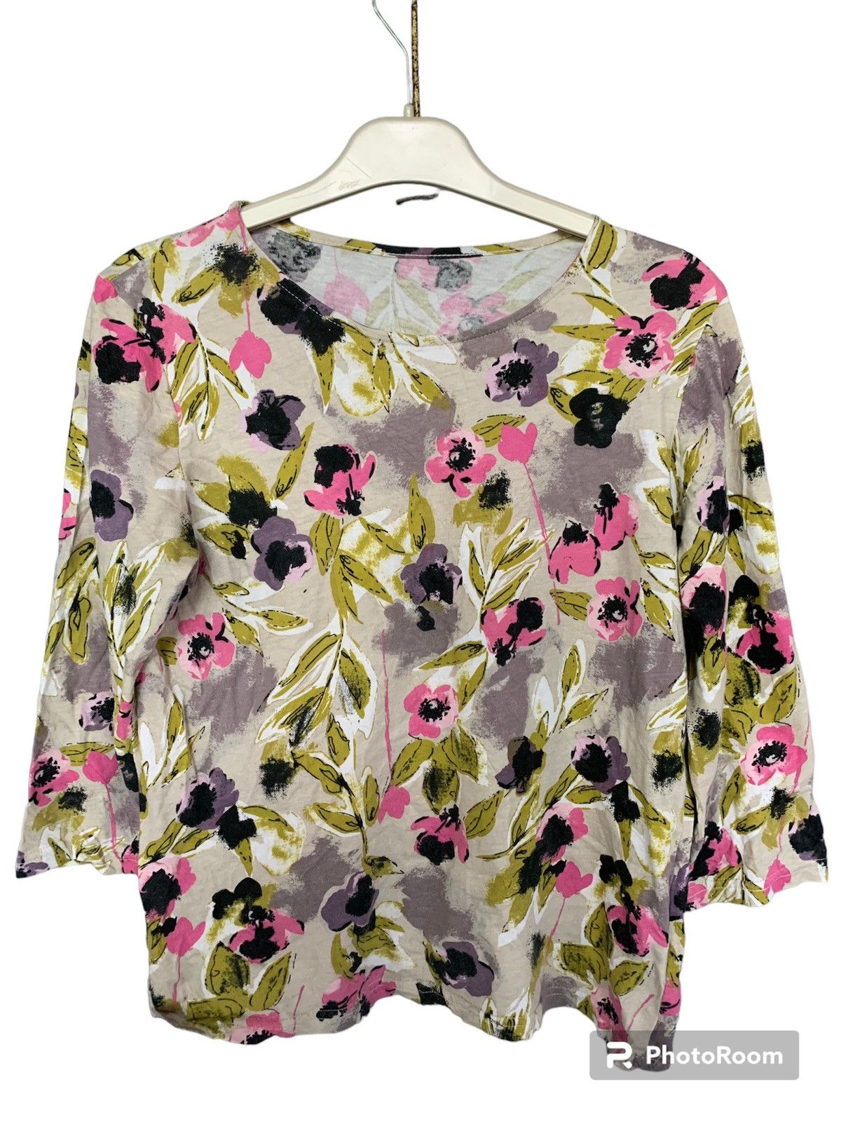 image of Designer Francaise Flower Design Blouses in White, Women's (Size Medium)