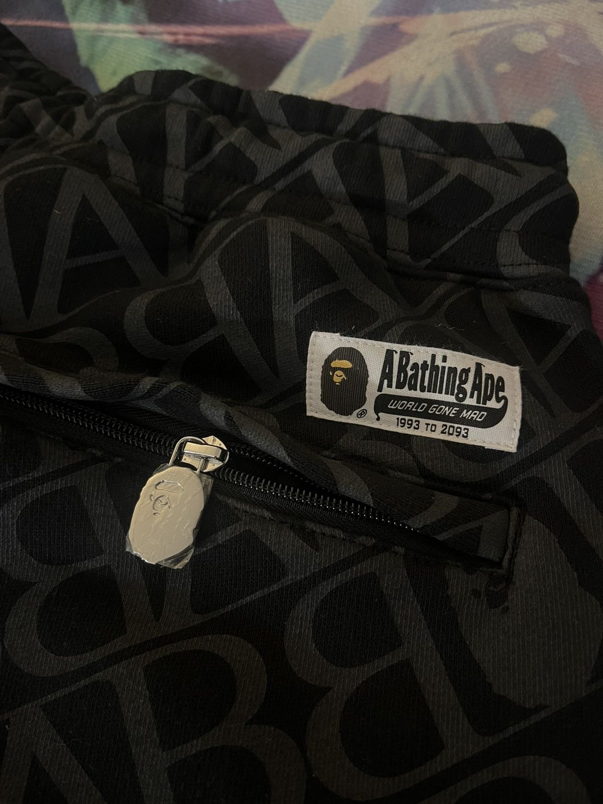 Bape NEW BAPE Monogram Logo Track Pants Large Black Metal Luxury Size US 34 / EU 50 - 4 Thumbnail
