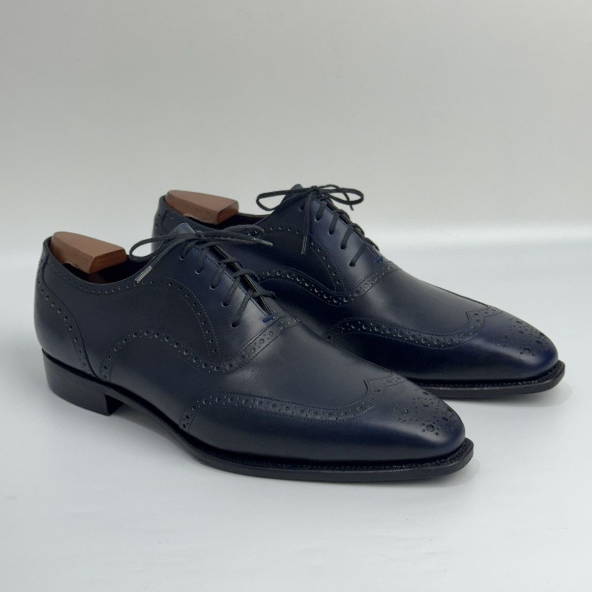 Corthay Corthay Bespoke Wingtip Oxford Navy Blue PatinaLeather Shoes Size US 10 / EU 43 - 14 Thumbnail