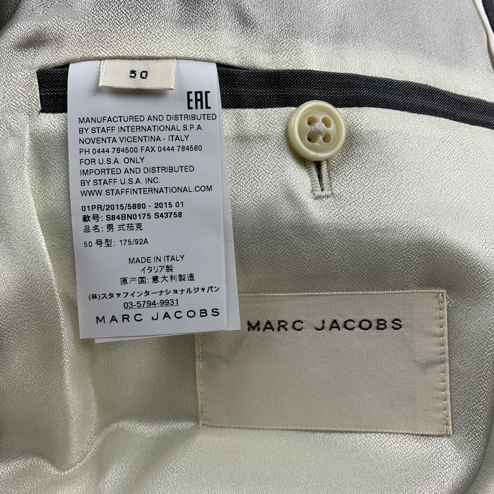 Marc Jacobs MARC JACOBS Size 40 Grey Stripe Wool Peak Lapel Sport Coat Size 40R - 8 Thumbnail
