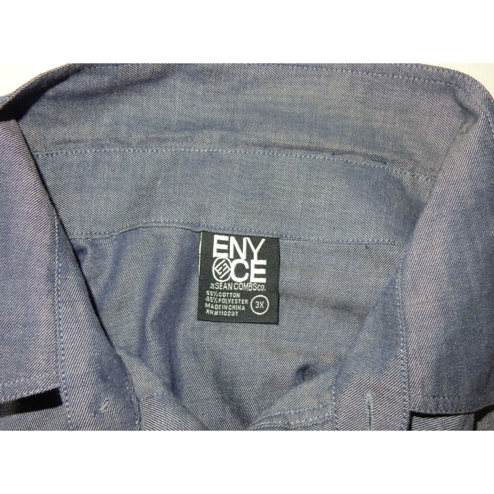 Enyce VINTAGE Enyce Men's Button-Up Shirt 3XL Long Sleeve Cotton Blend Gray Adult Size US XXL / EU 58 / 5 - 5 Thumbnail