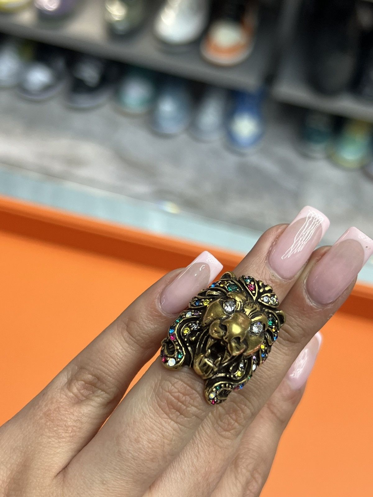 Gucci Gucci Crystal Lion Head Ring Size ONE SIZE - 3 Thumbnail