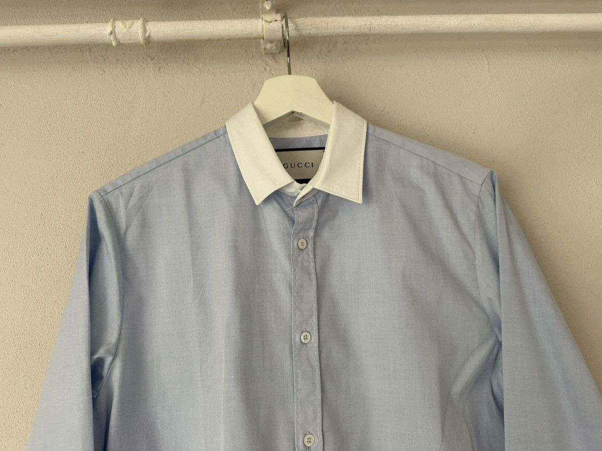 Gucci Blue Dress Shirt with White Contrast Collar – Duke Fit Size US S / EU 44-46 / 1 - 6 Thumbnail