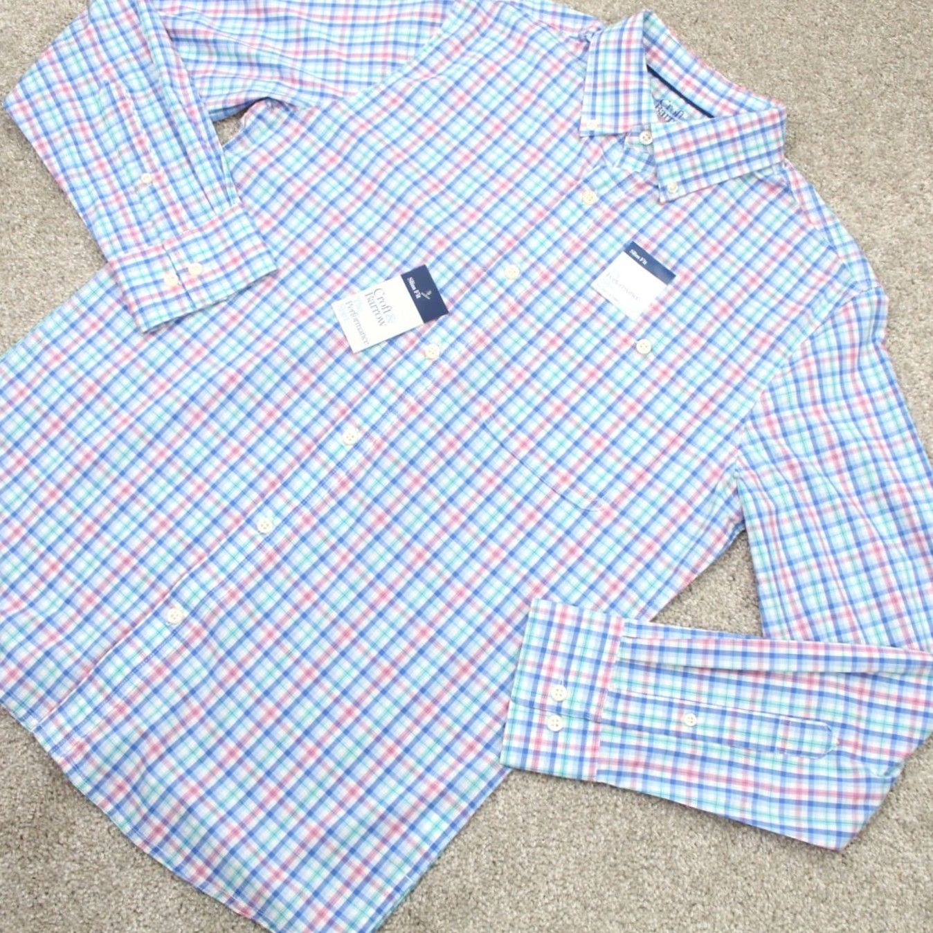 Croft & Barrow Croft & Barrow Shirt Mens Small Blue/Pink Slim Fit Long Sleeve Button-Up Shirt Size US S / EU 44-46 / 1 - 3 Thumbnail