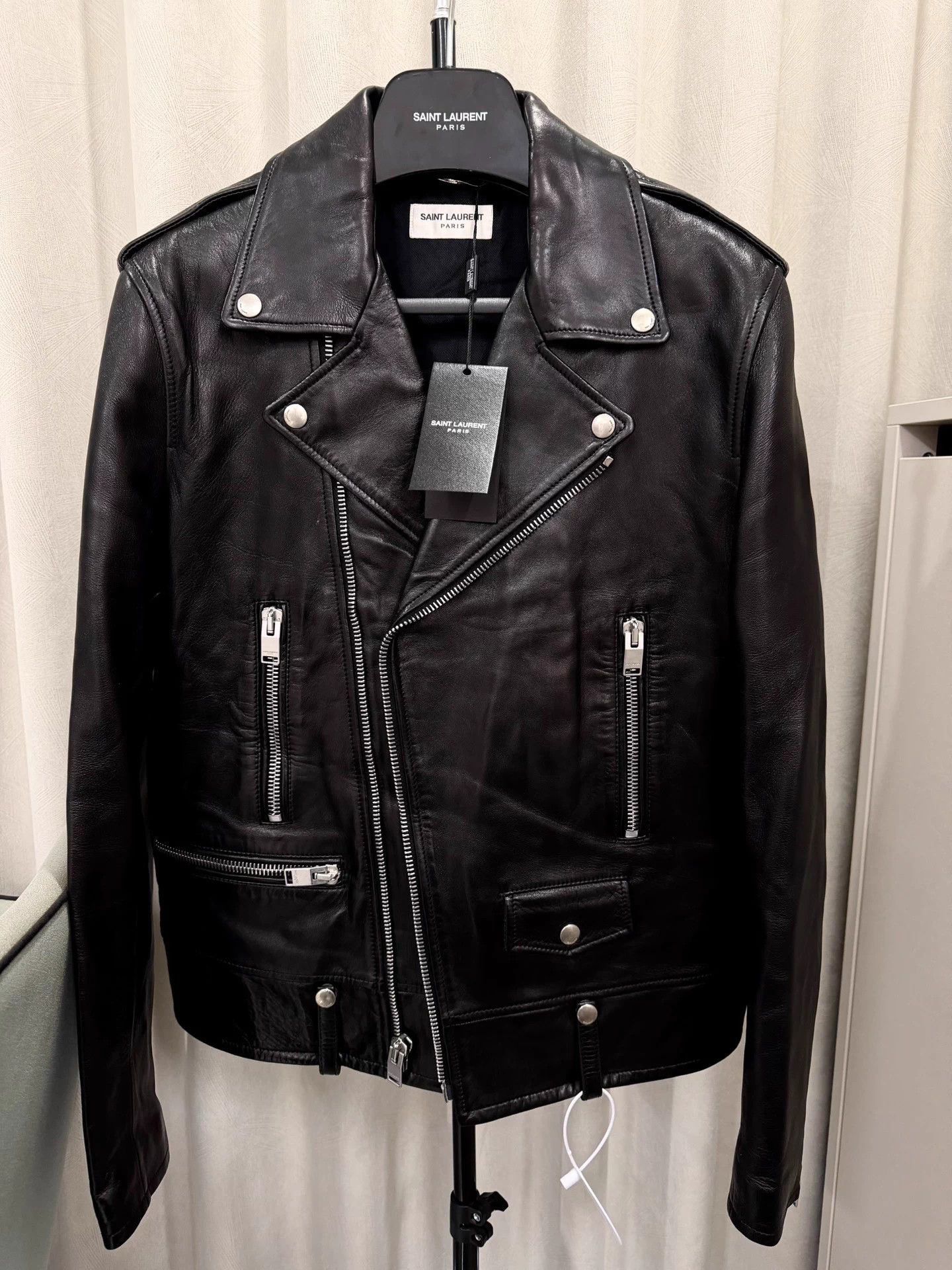 Saint Laurent Paris Black Leather Biker Jacket, Size M Size US M / EU 48-50 / 2 - 1 Thumbnail