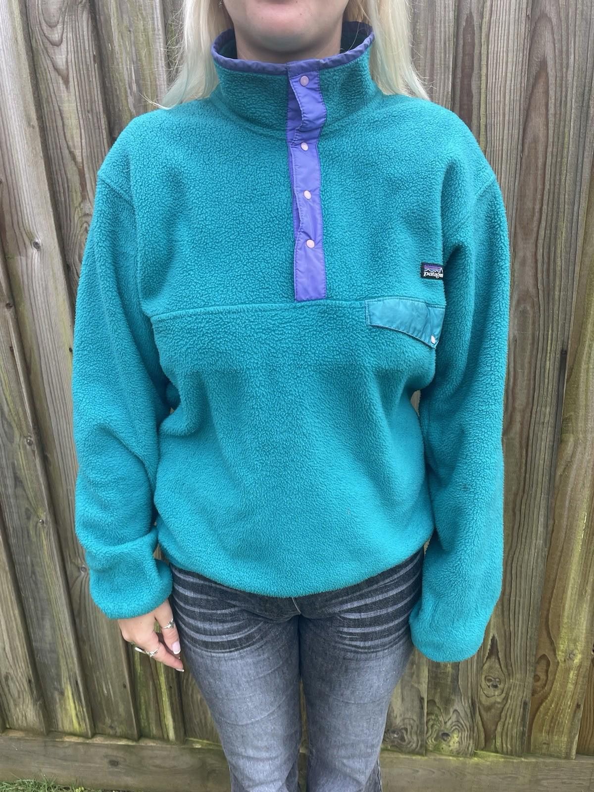 Patagonia 90s Patagonia Synchilla Green Purple Fleece Snap Size US M / EU 48-50 / 2 - 2 Thumbnail