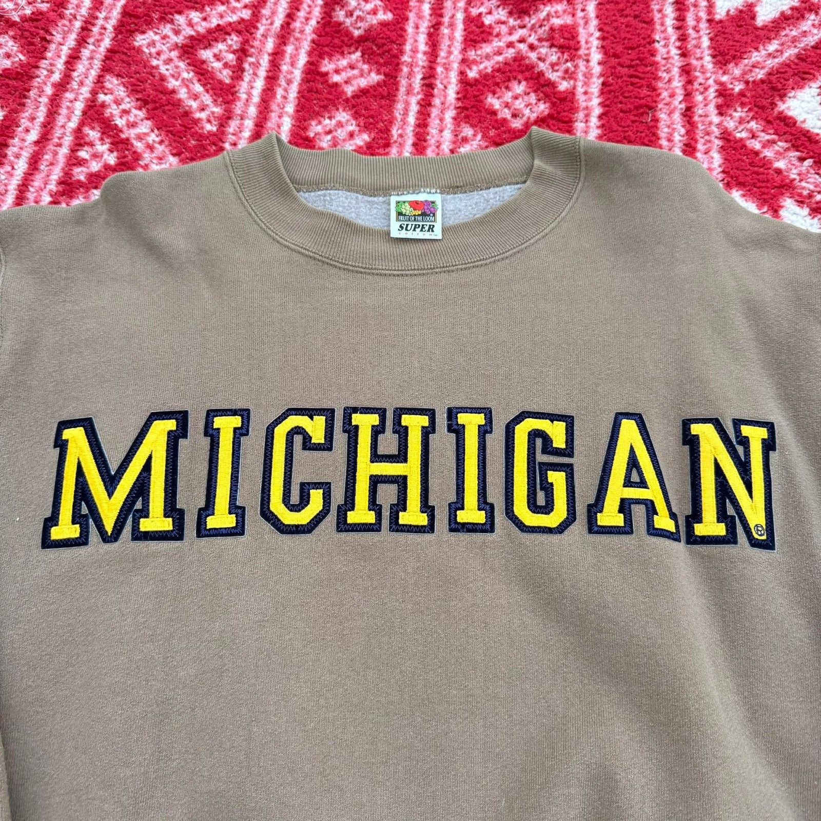 Fruit Of The Loom Vtg 90s Michigan Wolverines Sweatshirt Large Size US L / EU 52-54 / 3 - 6 Thumbnail