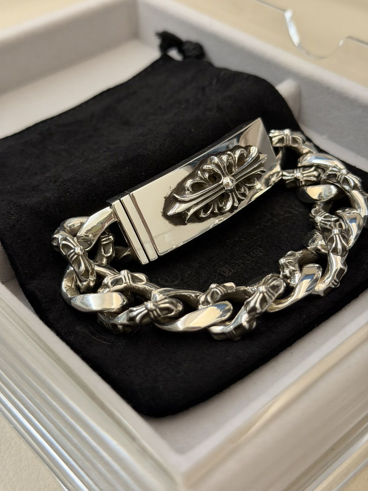 Chrome Hearts Chrome Hearts Floral Cross Fancy Link ID Bracelet Size ONE SIZE - 11 Thumbnail