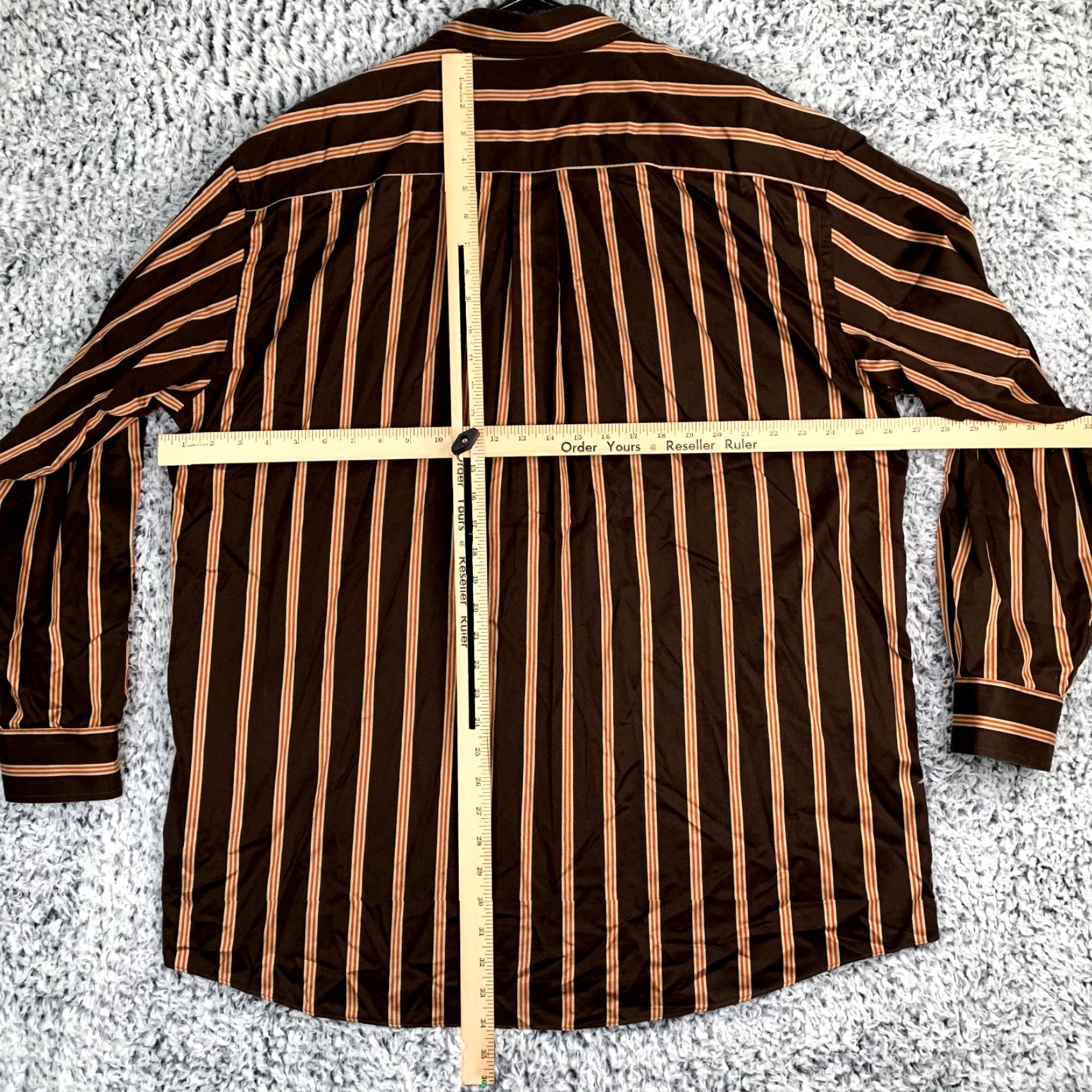 Jos. A. Bank Jos A Bank Shirt Mens XL Dark Brown Orange Stripe Travelers Twill Retro Business Size US XL / EU 56 / 4 - 5 Thumbnail