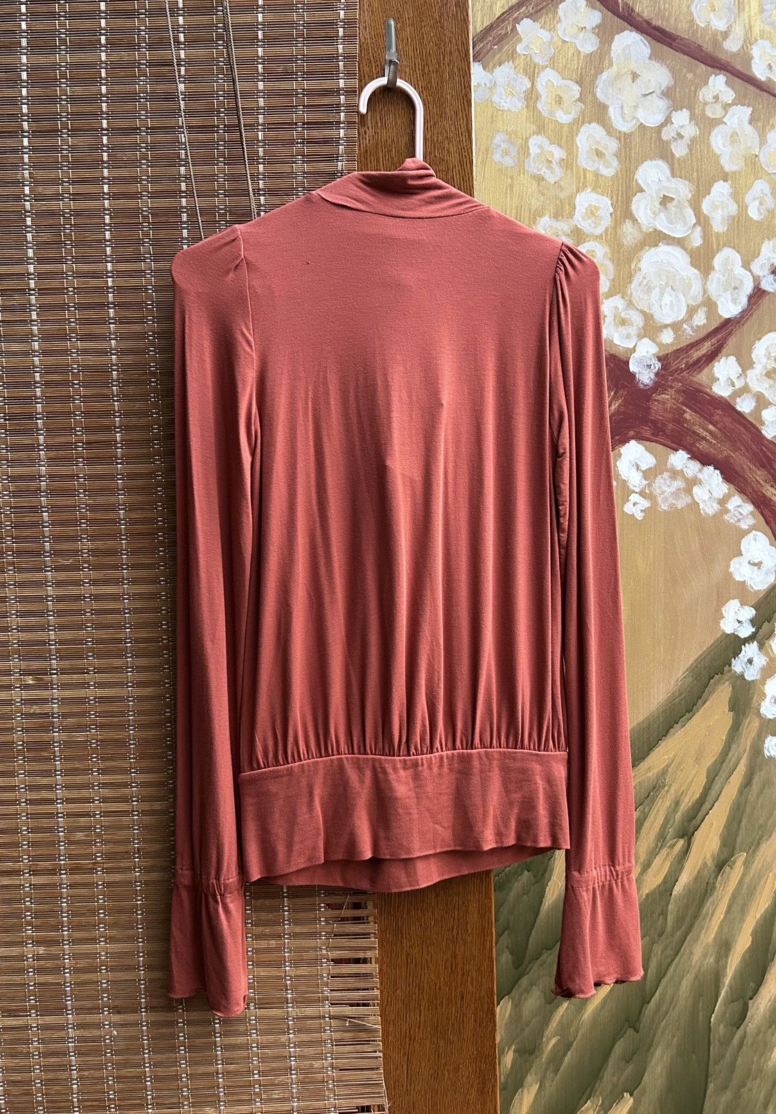 Miss Sixty × Vintage Miss Sixty Shawl Collar Brick Modal Blouse 2000s Fashion Size XS / US 0-2 / IT 36-38 - 2 Thumbnail