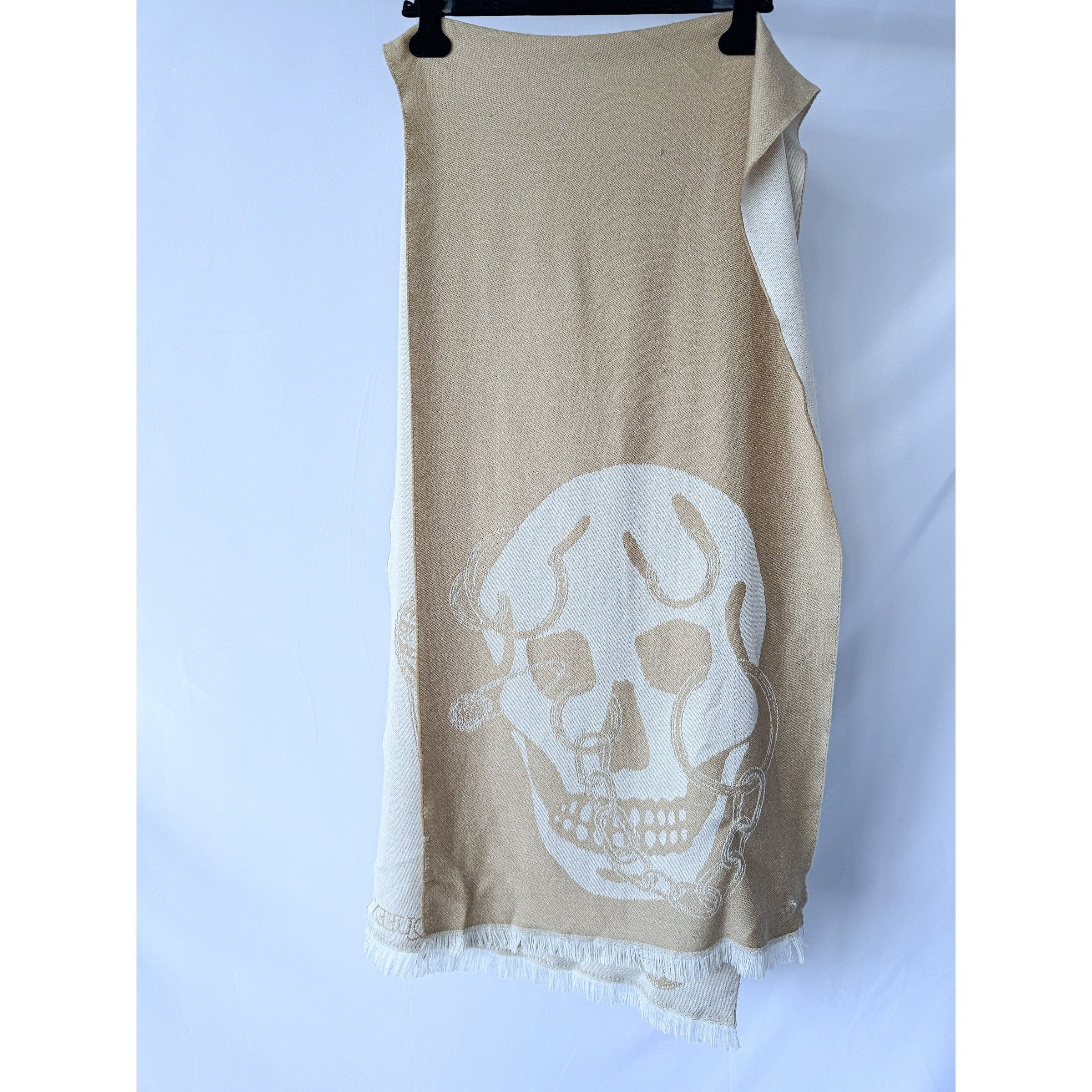Alexander McQueen Alexander Mcqueen Beige Wool Scull Scarf Size ONE SIZE - 4 Thumbnail