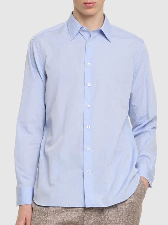 Lardini o1lsvrm0425 Cotton Poplin Shirt in Blue Size US M / EU 48-50 / 2 - 5 Thumbnail