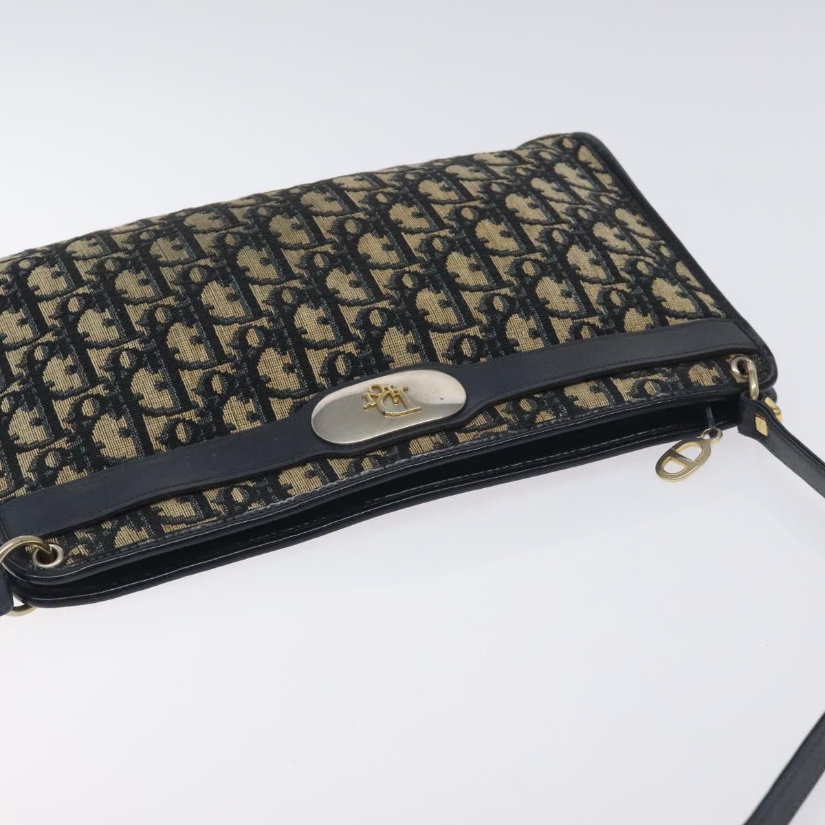 Dior DIOR Trotter Canvas Shoulder Bag Navy Gold Size ONE SIZE - 6 Thumbnail