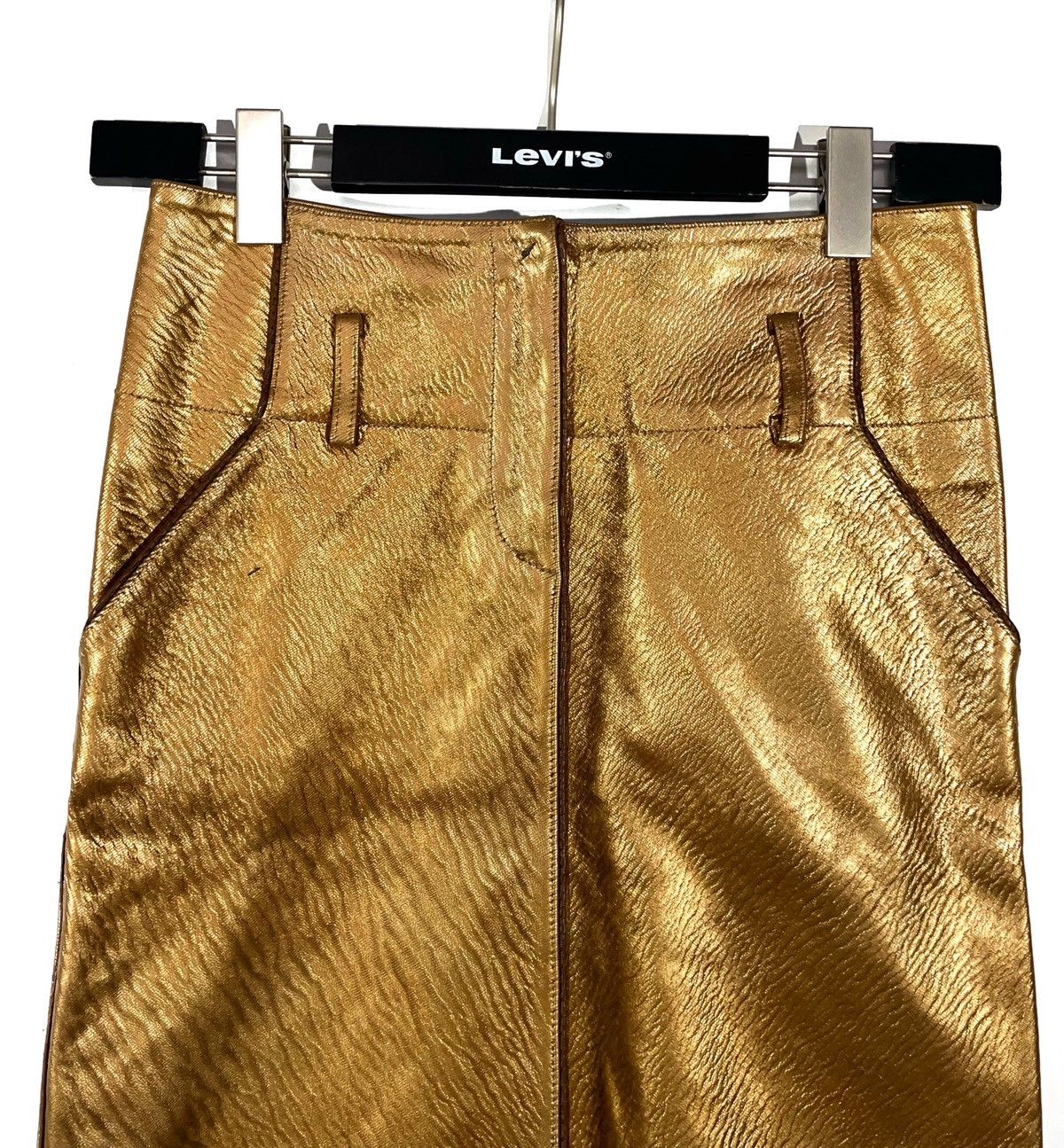Fendi Fendi Gold Leather Skirt Size 40 Made in Italy Luxury Style Size 27" / US 4 / IT 40 - 3 Thumbnail