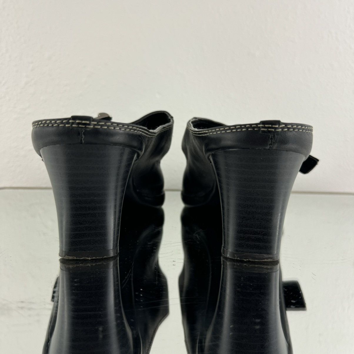 Merona MERONA Vintage Y2K Black Leather Edgy Mary Jane Mule Heels Size US 7.5 / IT 37.5 - 7 Thumbnail
