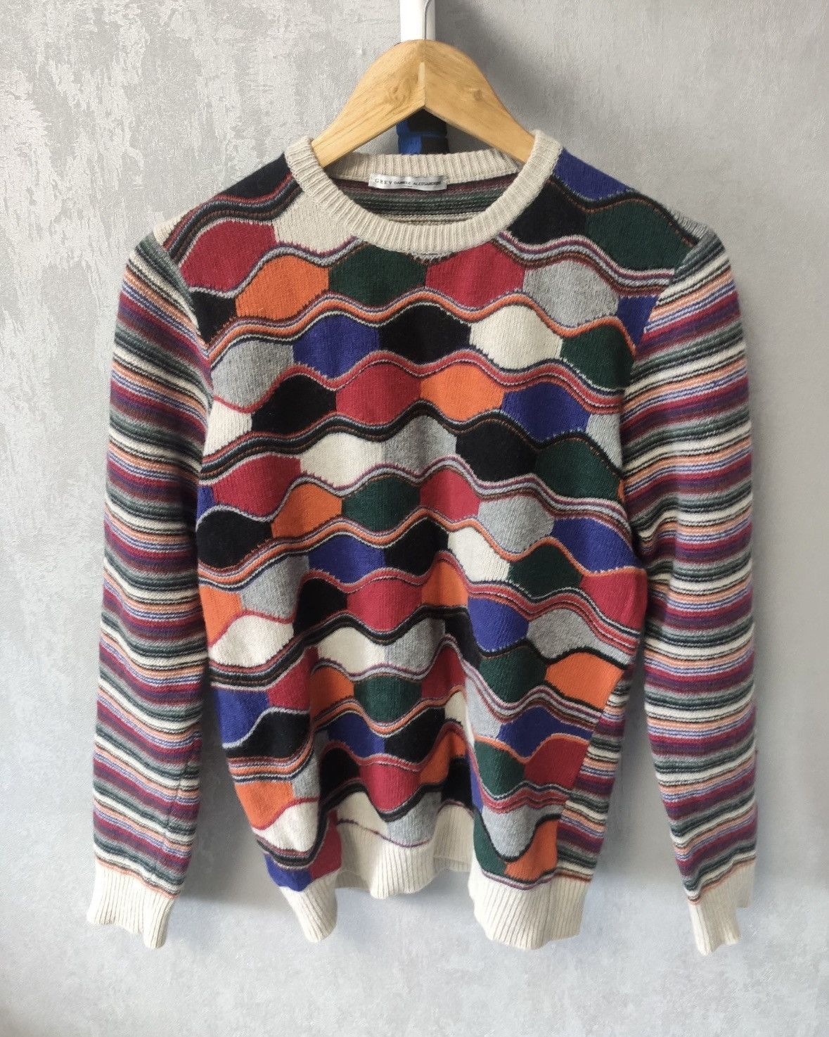 image of Grey Daniele Alessandrini Coogi Style 3D Knit Sweater, Men's (Size Medium)