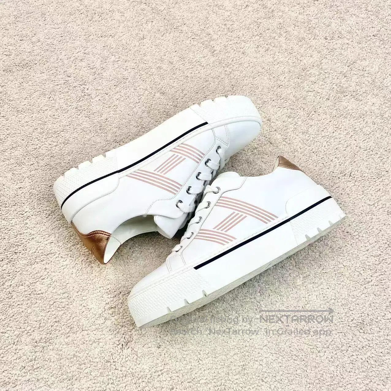 Hermes Hermes Color-blocked big H white shoes| Size US 7.5 / IT 37.5 - 4 Thumbnail