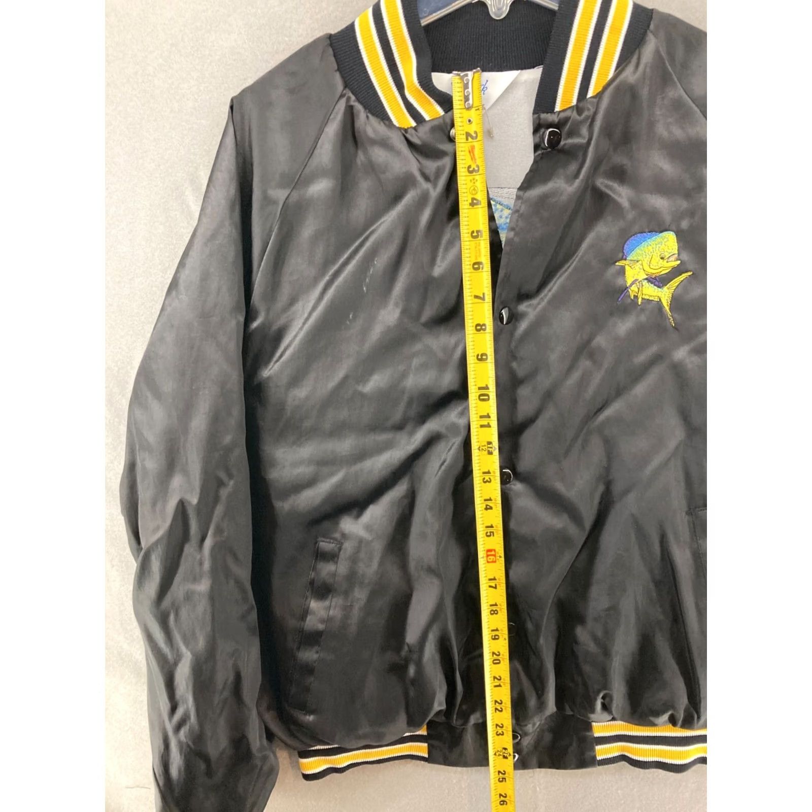 Vintage VINTAGE Ark Jacket Mens XL Black Nylon Satin Bomber 80s 90s Holiday Pattern Mahi Mahi Logo Button Relaxed All Seasons Full Zip Size US XL / EU 56 / 4 - 3 Thumbnail