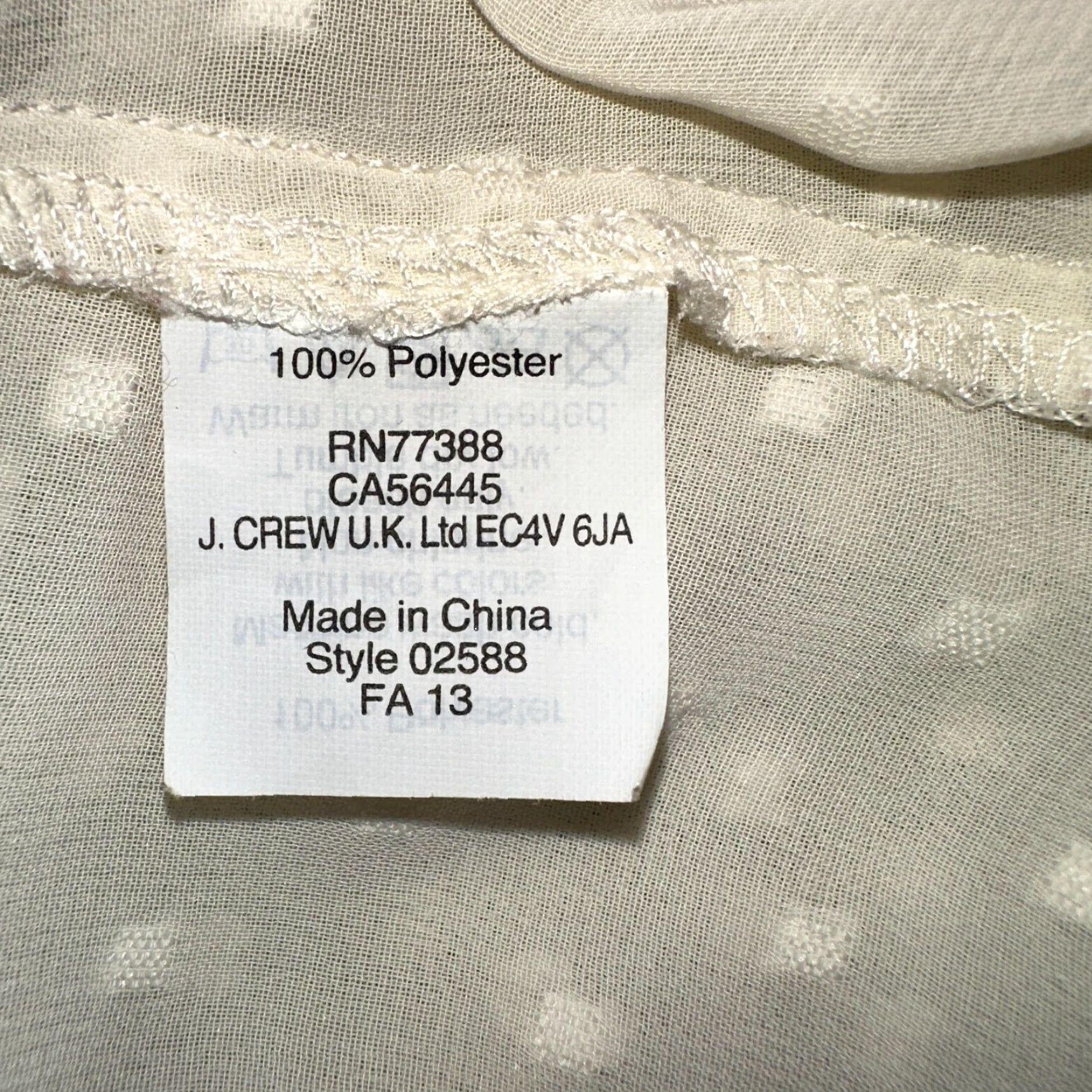 J.Crew J.CREW Blouse Womens Small Swiss Dot Peasant Sheer Keyhole Neck Long Sleeve Top Size S / US 4 / IT 40 - 8 Thumbnail