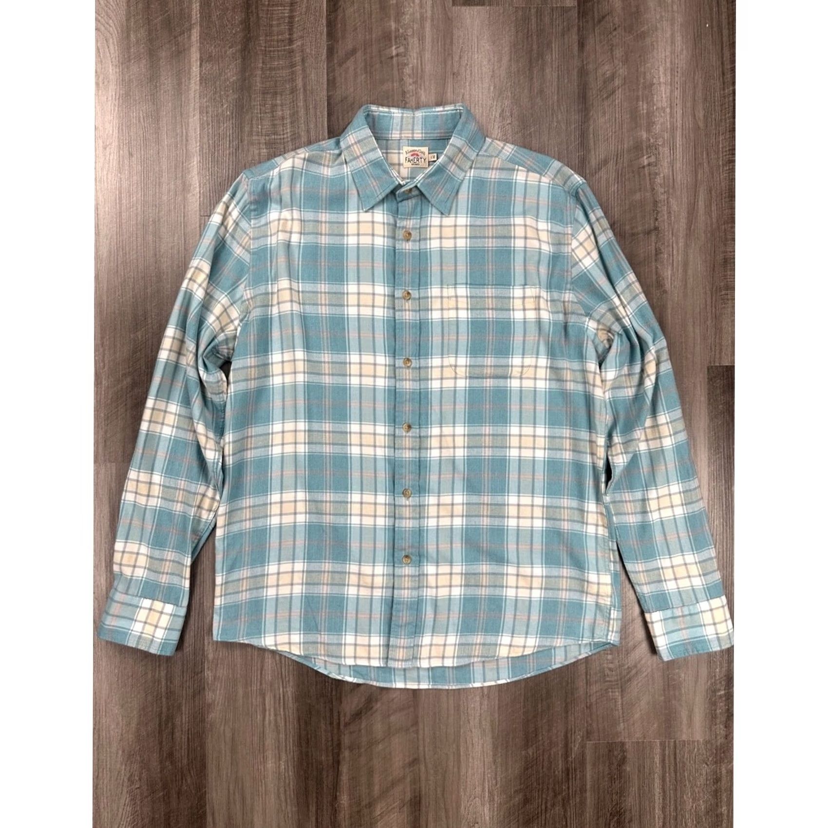 Faherty Faherty Button-Up Plaid Flannel Long Sleeve Lightweight Green Large Mens Size US L / EU 52-54 / 3 - 3 Thumbnail