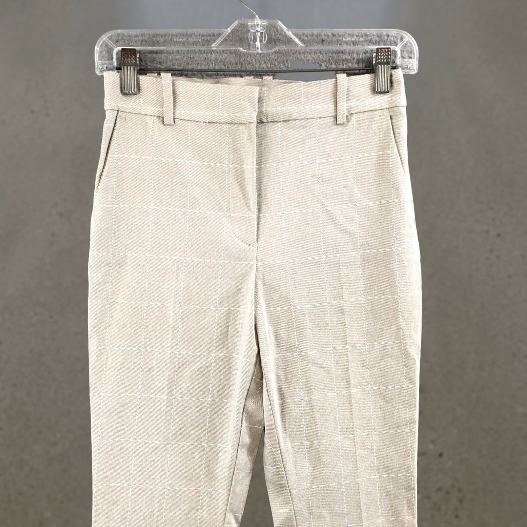 H&M H&M Skinny Crop Trouser Pants Womens 4P Beige Plaid Mid Rise Flat Front Zip Pants X-Small? No, 4P is size; keep as 4P. Size 27" / US 4 / IT 40 - 1 Thumbnail