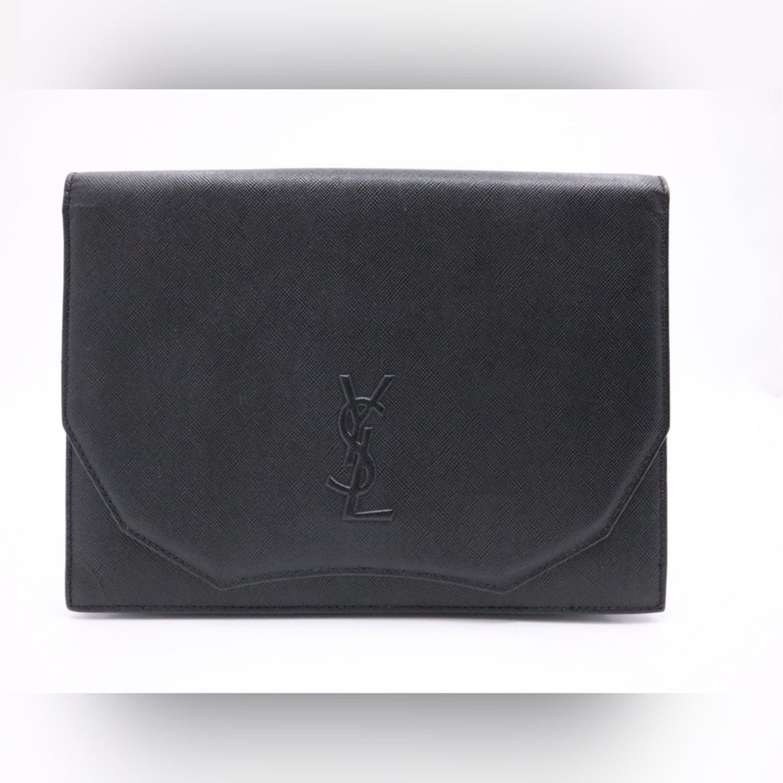Yves Saint Laurent Vintage Yves Saint Laurent Leather Clutch Saffiano Tonal YSL Size ONE SIZE - 1 Thumbnail