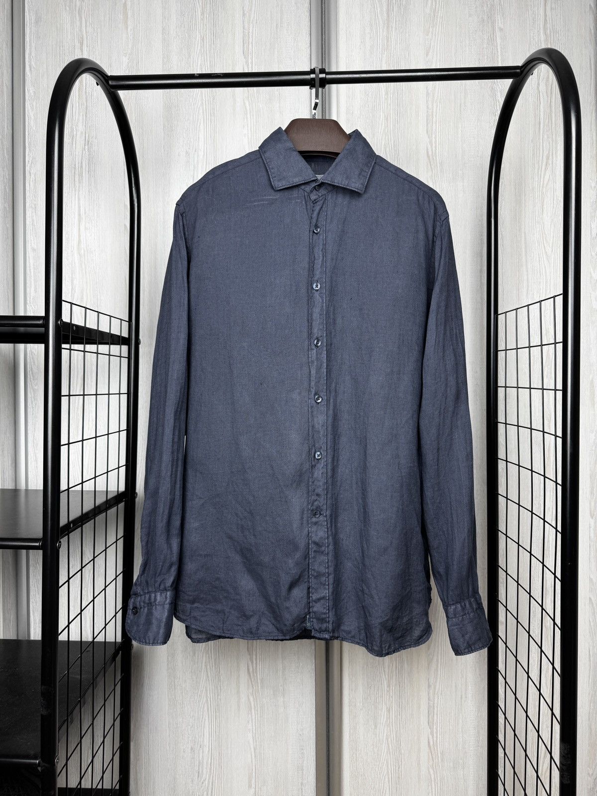 Tintoria Mattei Tintoria Mattei 954 Pure Linen Graphite Garment Dyed Shirt Size US XL / EU 56 / 4 - 1 Thumbnail