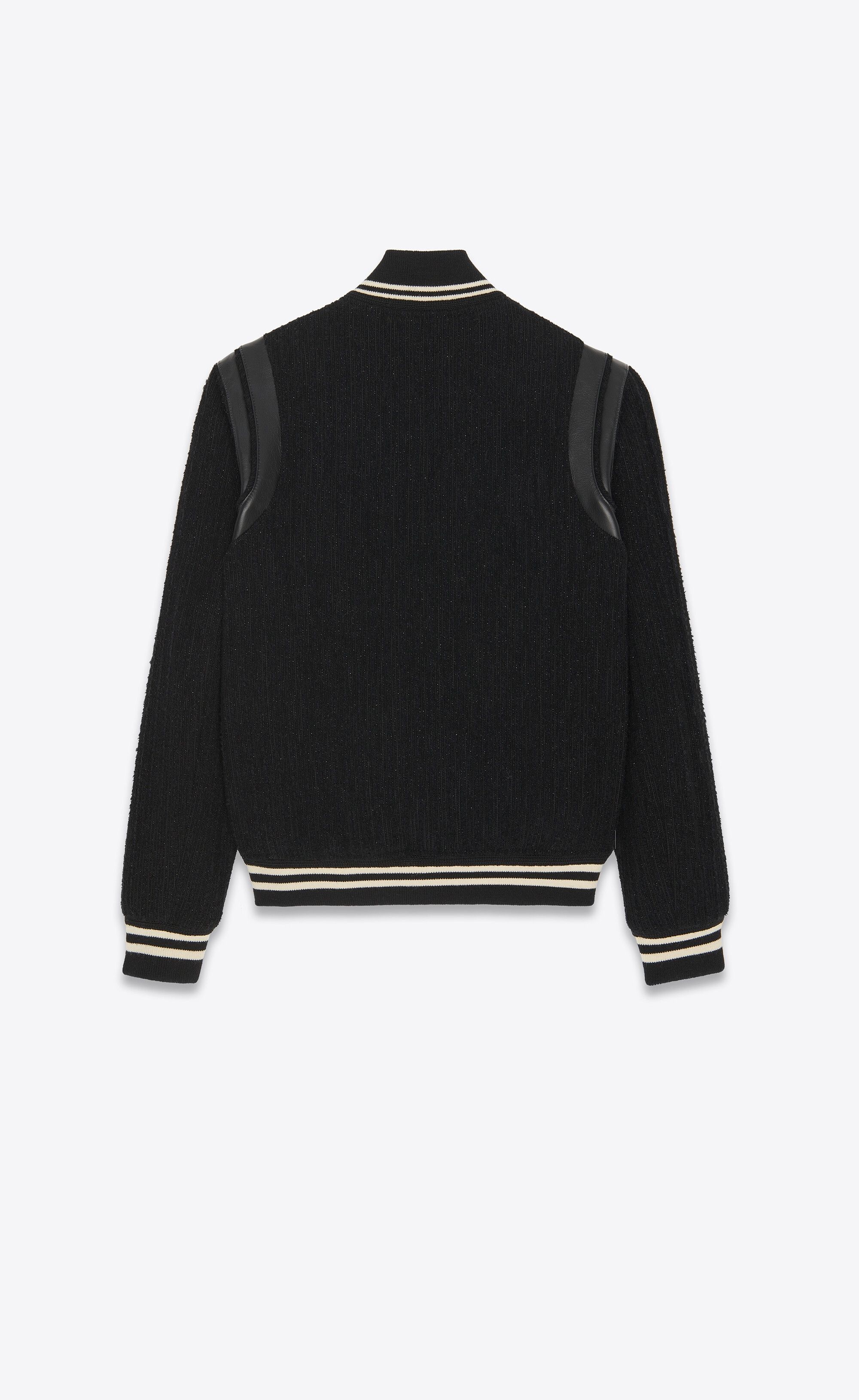 Saint Laurent Paris o1s1wg110125 354718 Teddy Jacket in Wool in Black/White Size US L / EU 52-54 / 3 - 2 Thumbnail