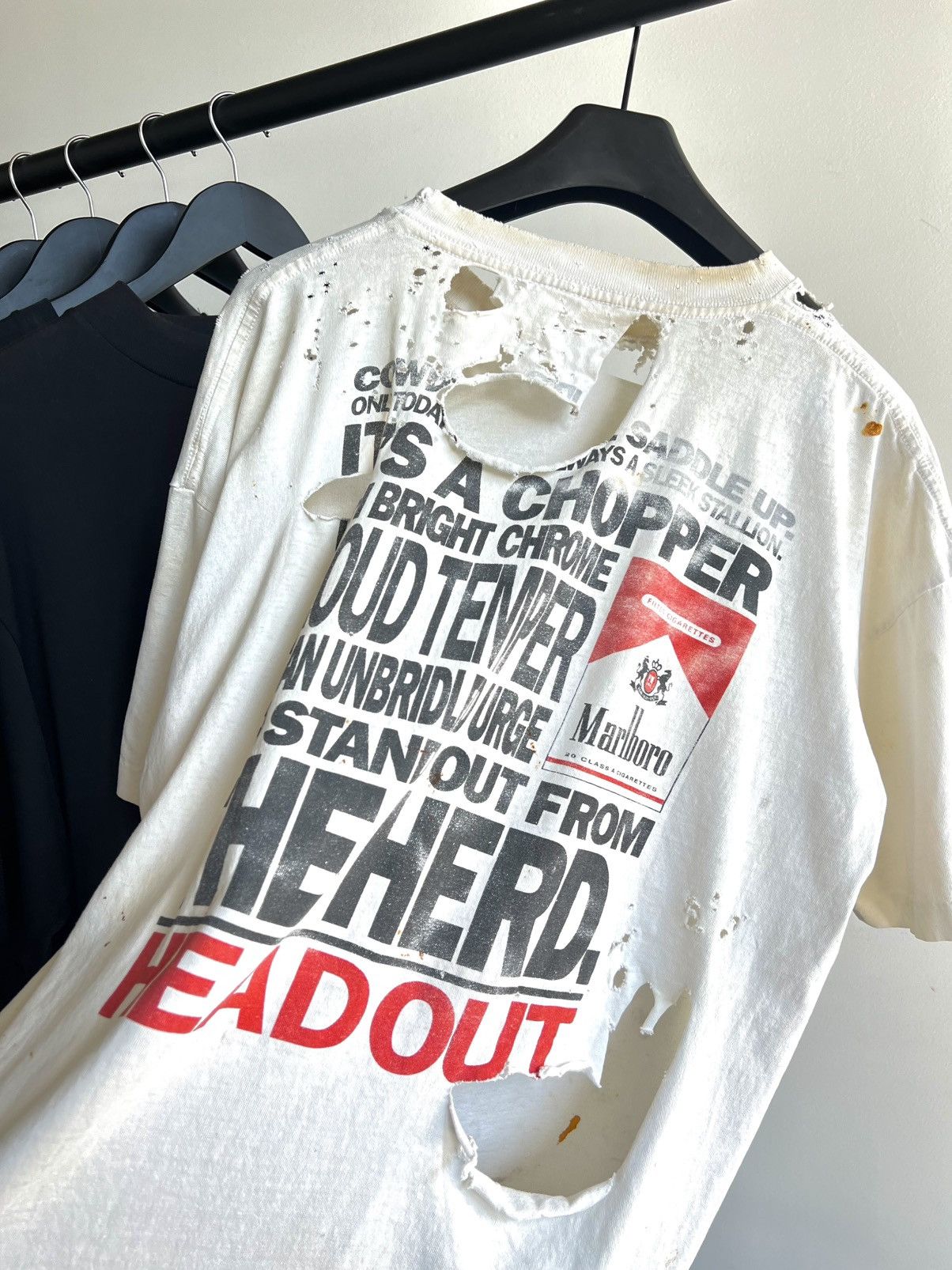Vintage Thrashed 90s Marlboro Chopper Faded Distressed Grunge Tee Size US L / EU 52-54 / 3 - 1 Thumbnail
