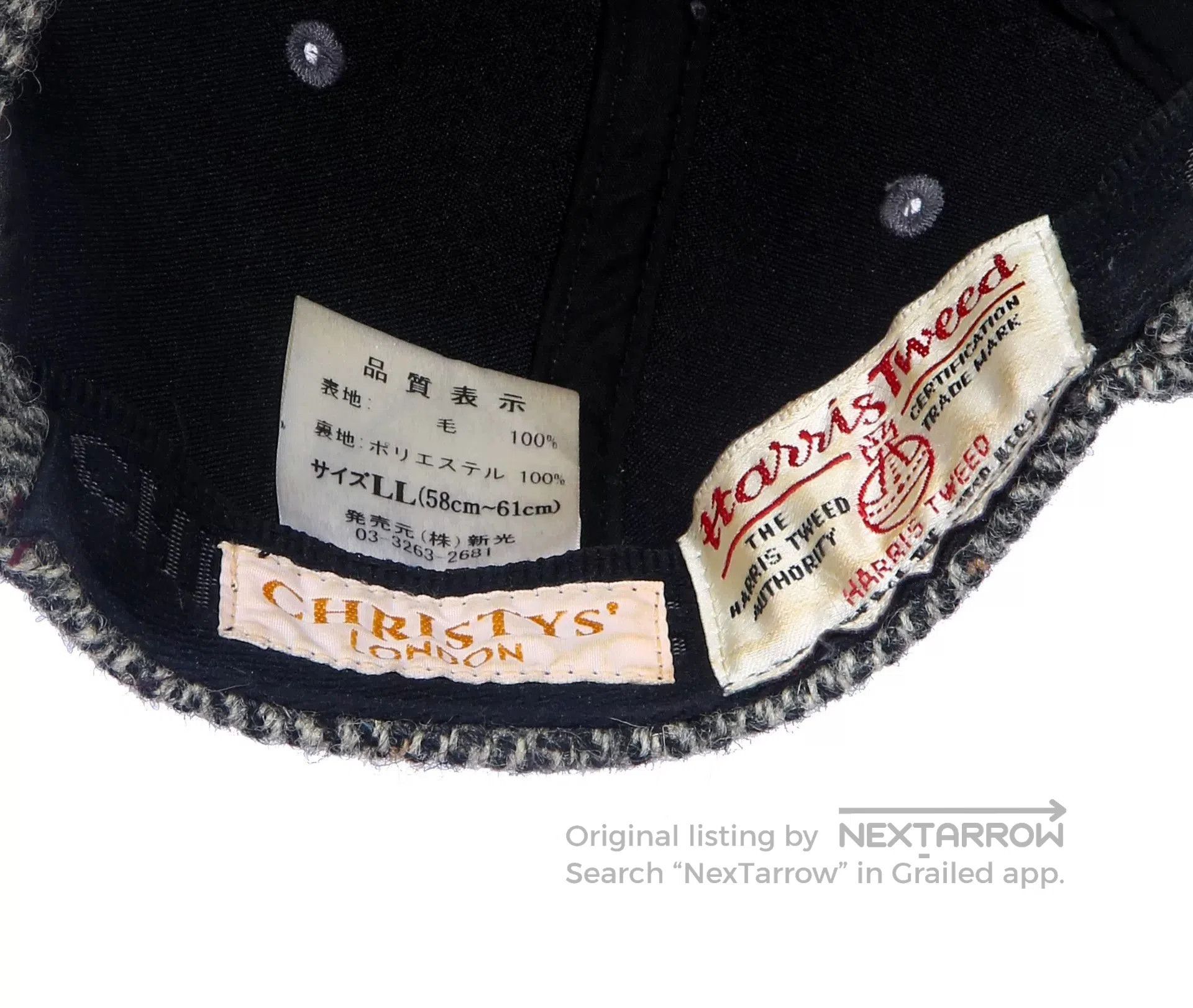 Vintage Christys' London Harris Tweed Wool Baseball Cap. Size ONE SIZE - 5 Thumbnail